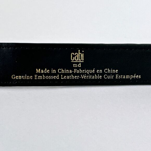 Cabi Snake Print Embossed Leather Belt Emblem Buckle w/Rhinestones Pearl Inlay M main image 4